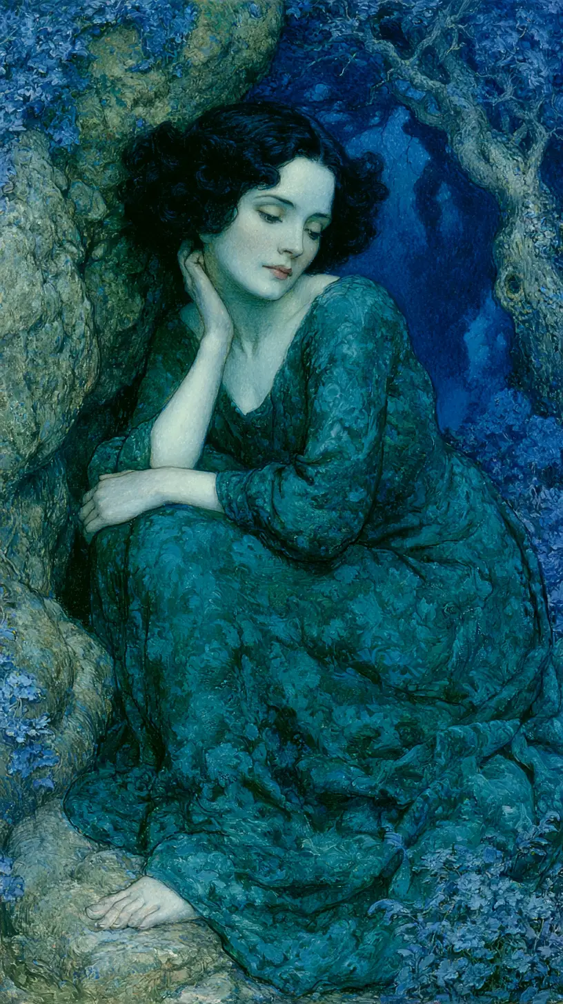 Mysterious gothic fantasy character in an ethereal landscape