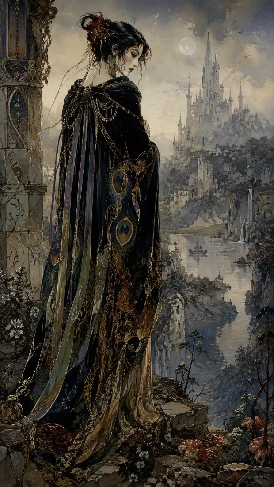 Ethereal fantasy illustration in a mysterious gothic world