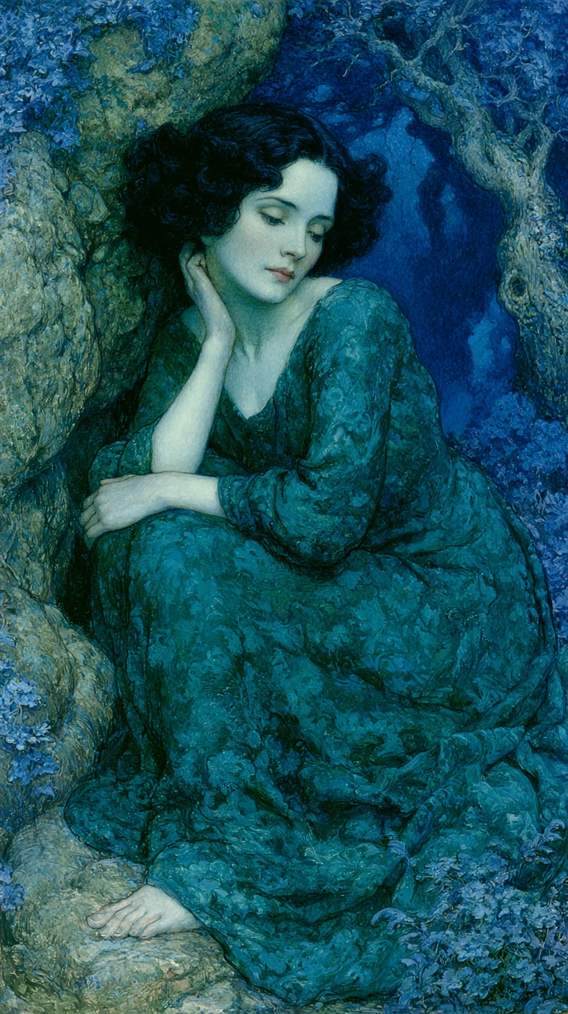 Mysterious gothic fantasy character in an ethereal landscape
