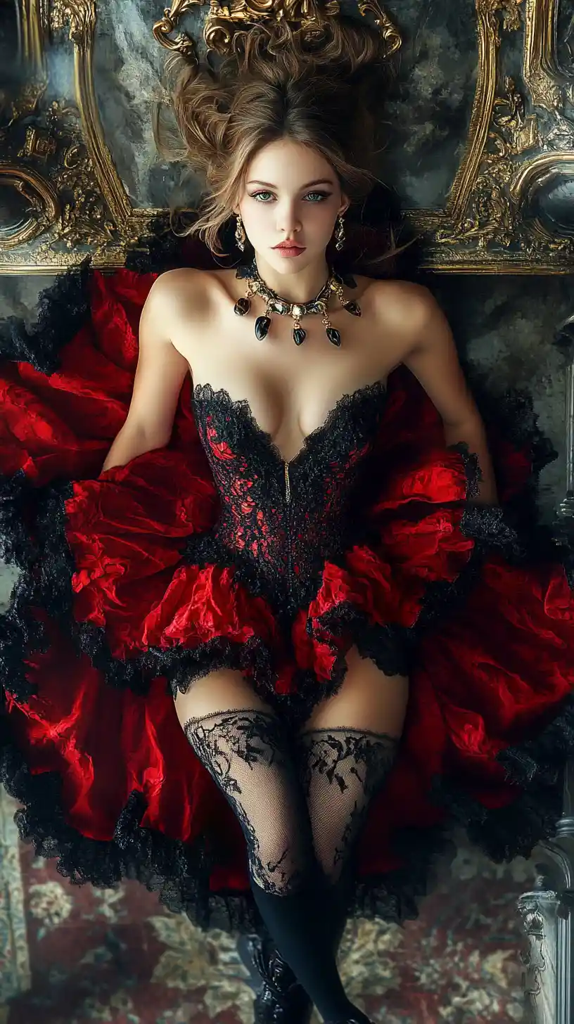 Elegante donna che cammina in una lussuosa sala di palazzo