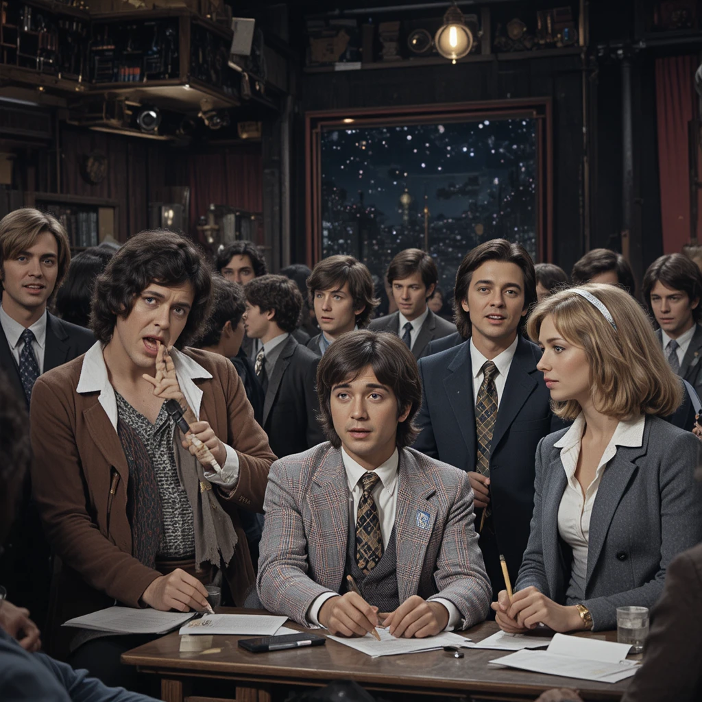 Cast preparing for the first live Saturday night comedy show