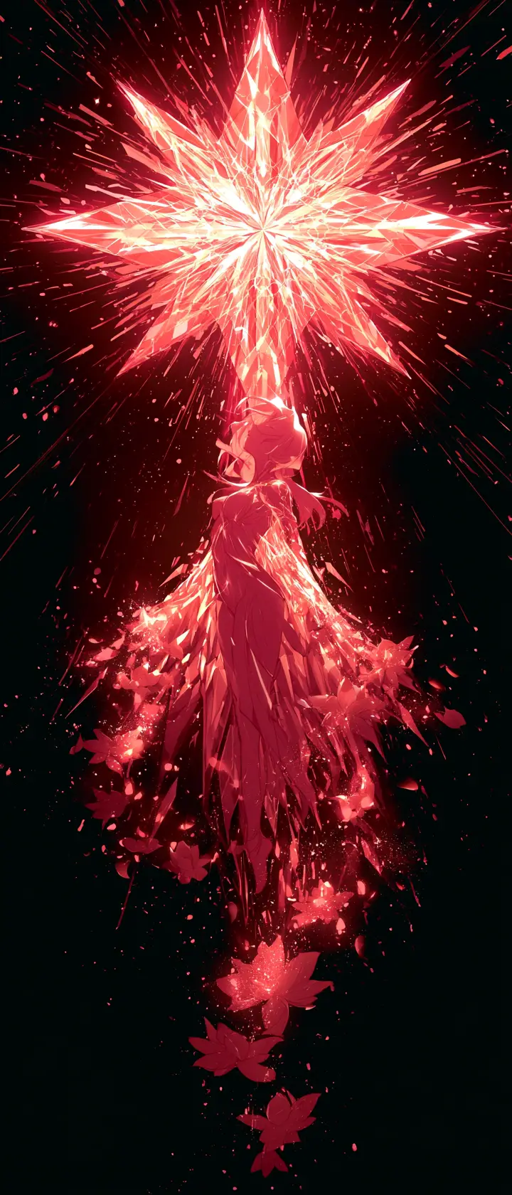 Celestial anime maiden beneath a radiant seven pointed star