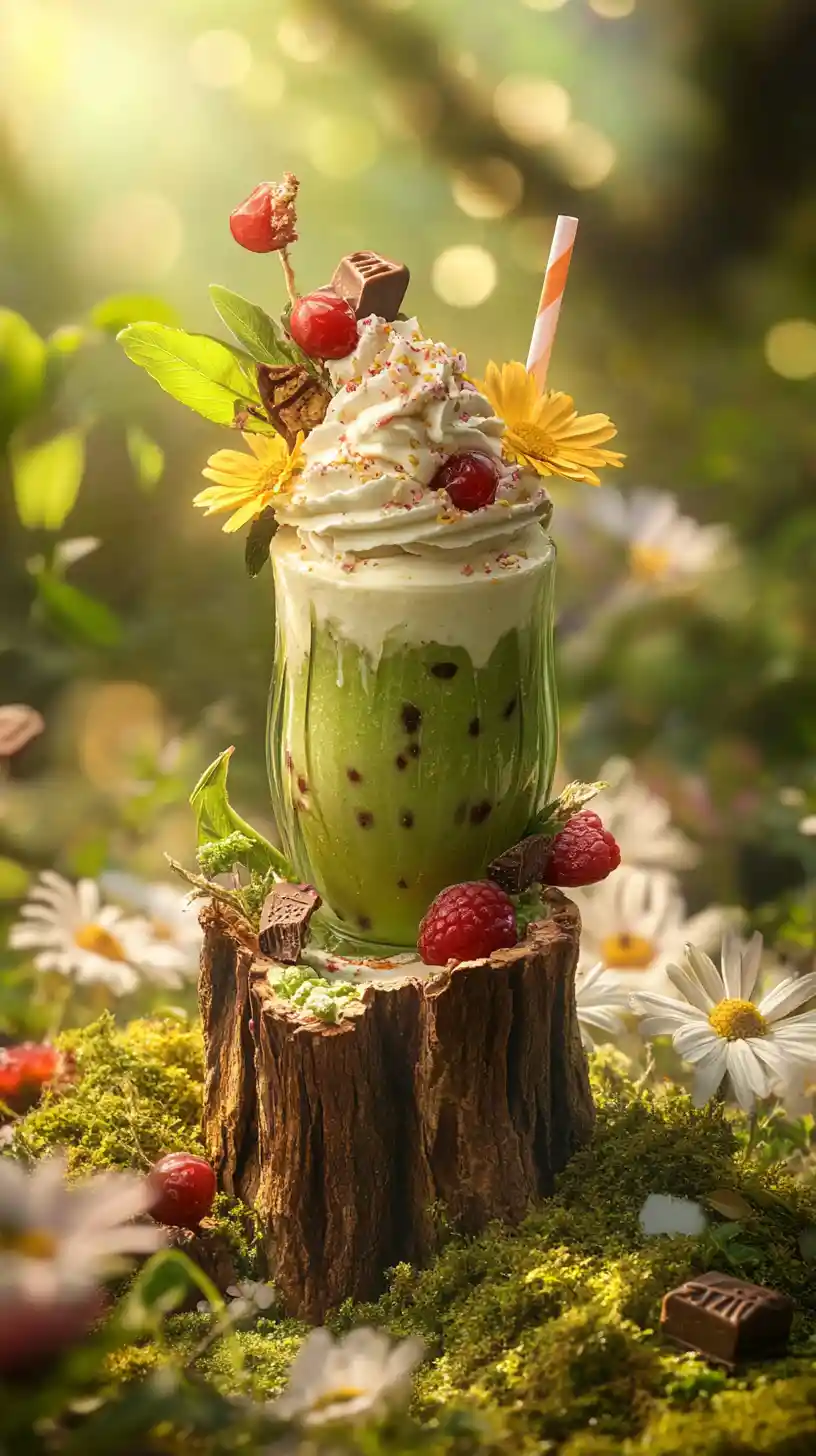 Fantasy dessert served in a carved forest tree stump
