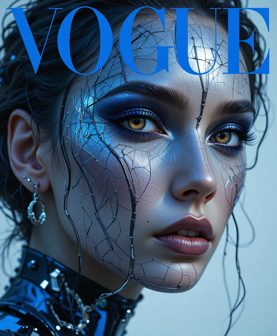 Nahaufnahme eines Fashion-Comicporträts für ein Vogue-Style-Cover