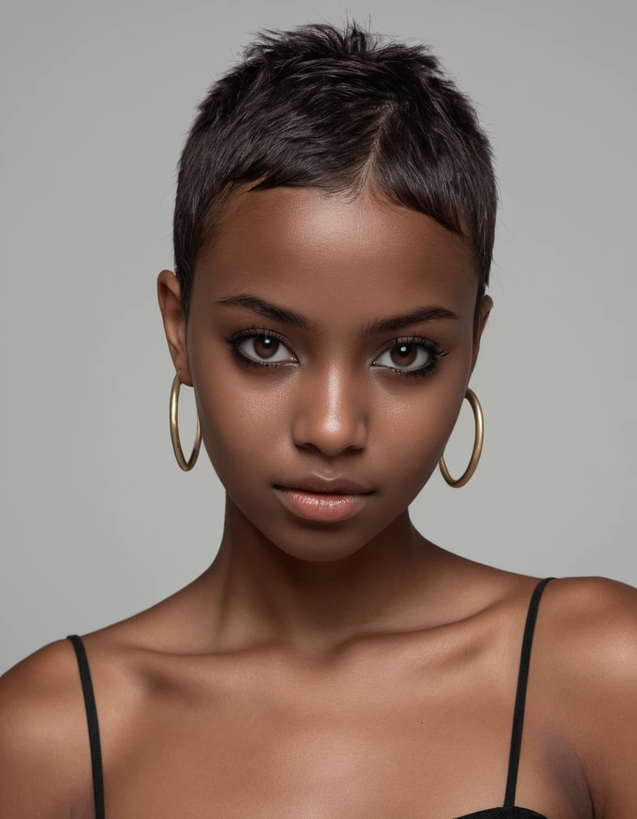 Young female model close up headshot with black skin