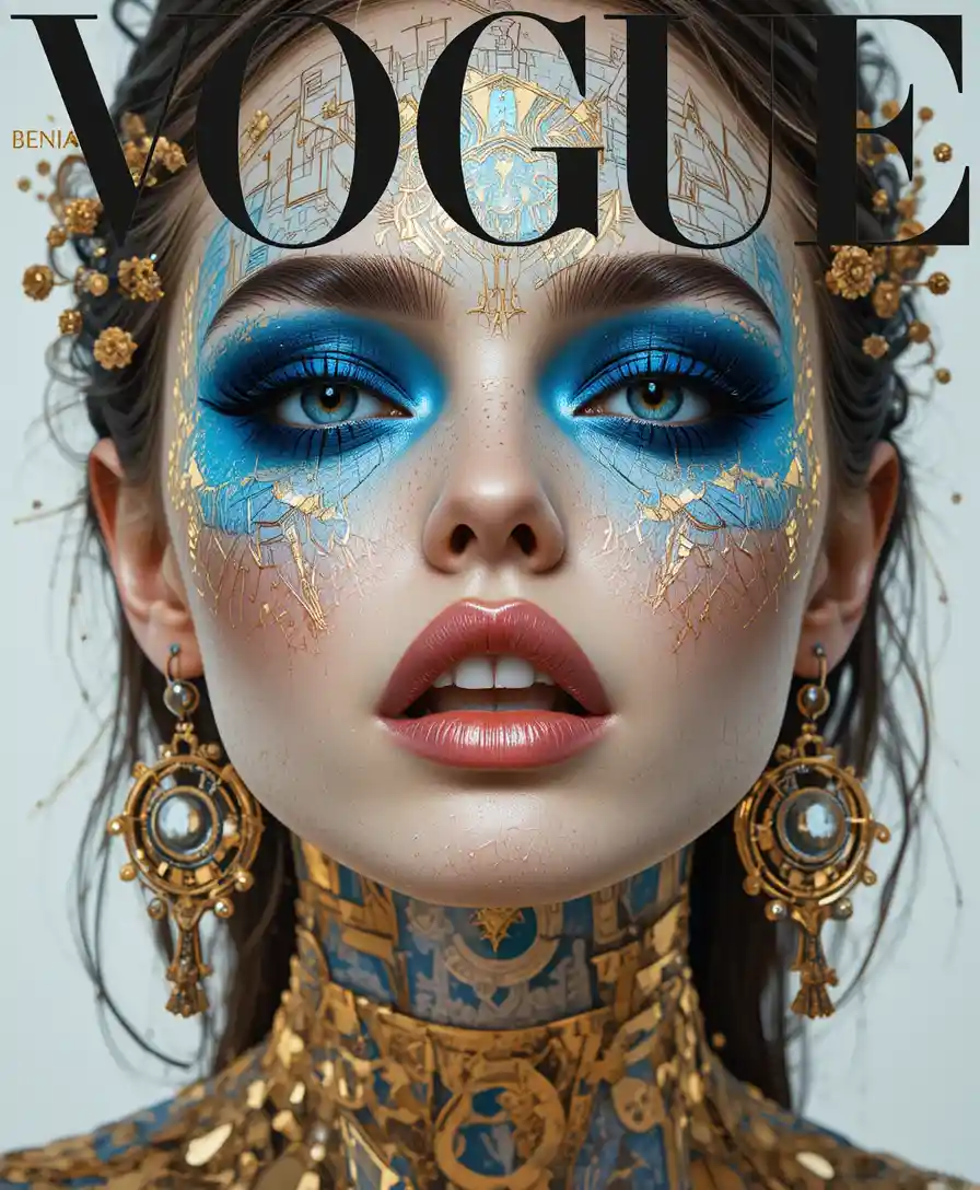 Nahaufnahme eines Fashion-Comic-Porträts für ein Vogue-inspiriertes Cover