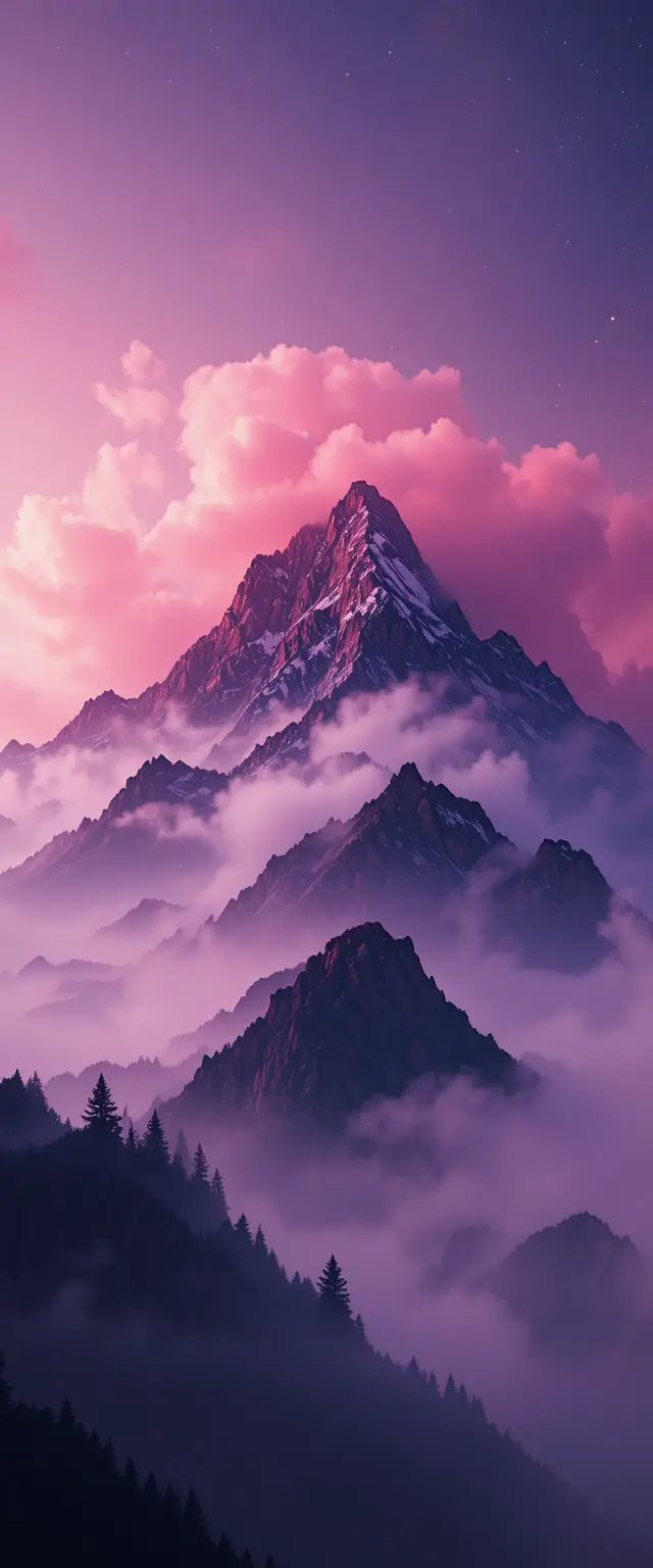 Misty Purple Mountain Landscape For A Dramatic Book Cover