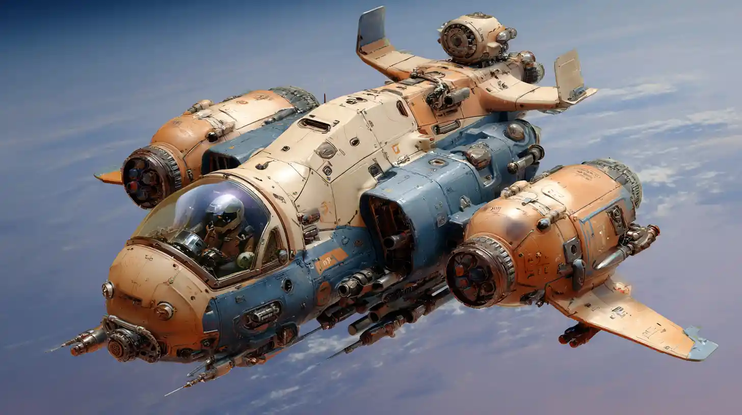 Futuristic Spherical Space Fighter With Visible Pilot Cockpit