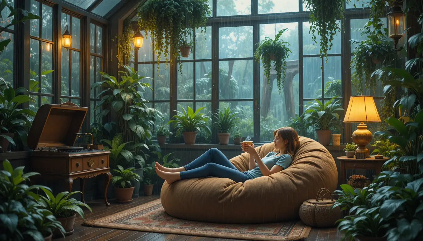 Cozy Rainy Day Relaxation In A Glass Greenhouse