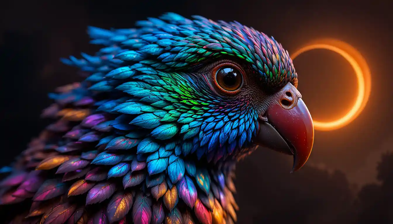 Close up studio portrait of a vibrant colorful parrot