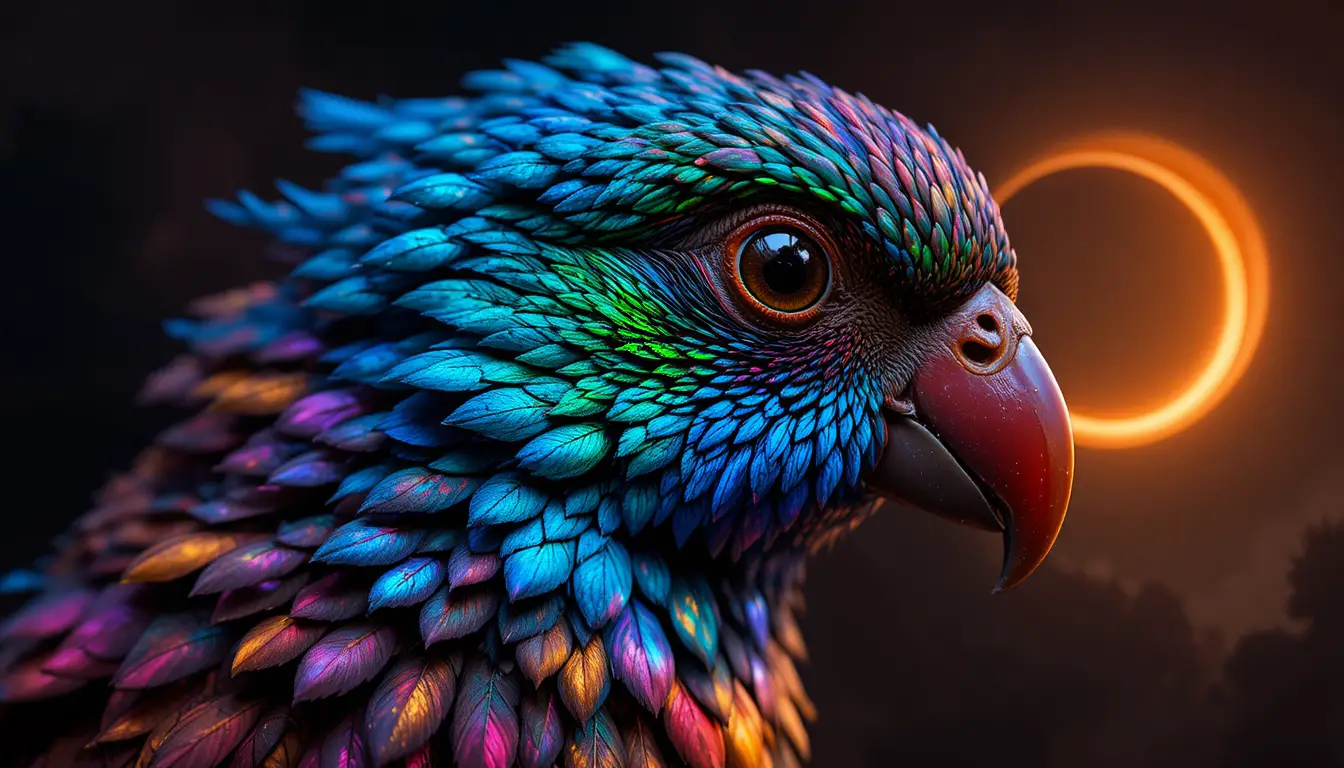 Close up studio portrait of a vibrant colorful parrot