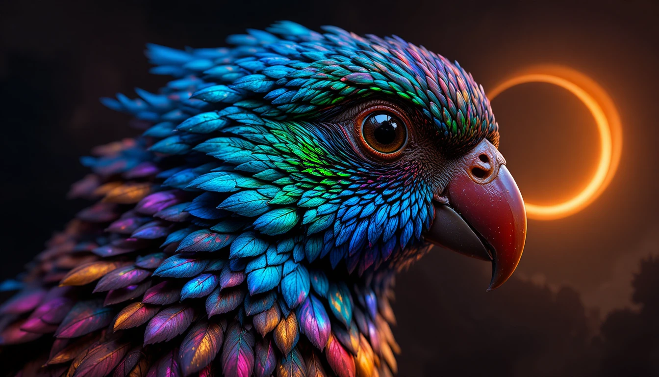Close up studio portrait of a vibrant colorful parrot