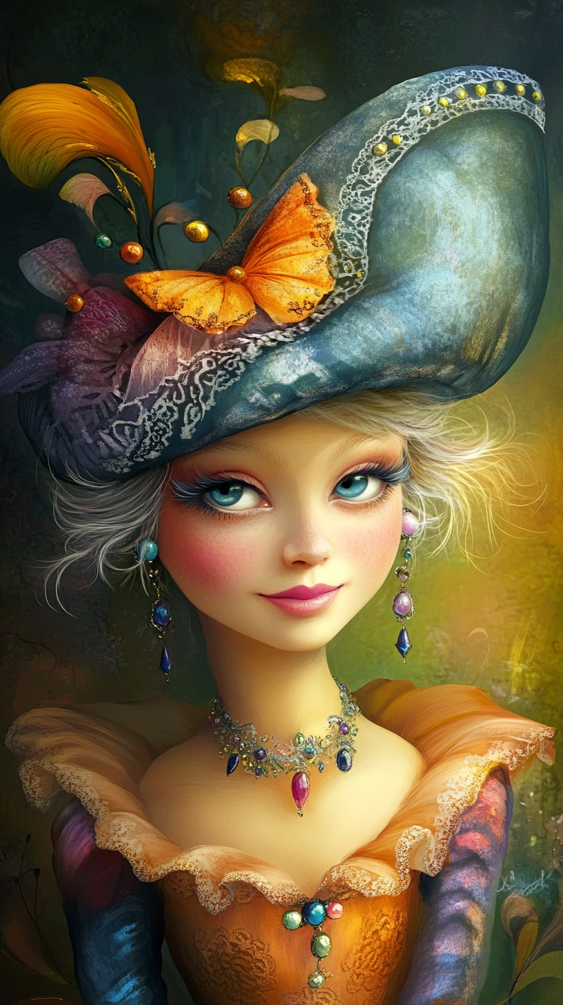 Mystical woman in jeweled venetian jester carnival costume
