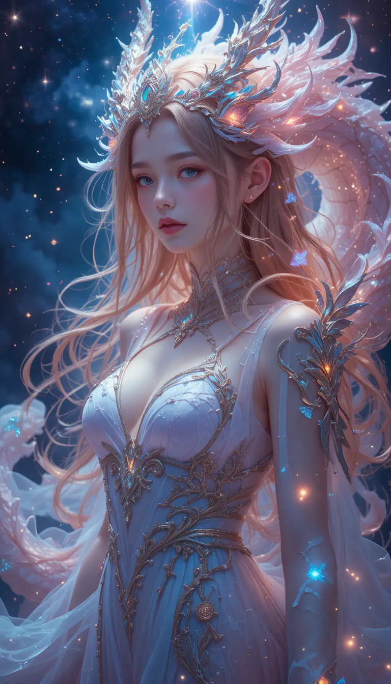 Anime dragon woman in a mystical fantasy universe