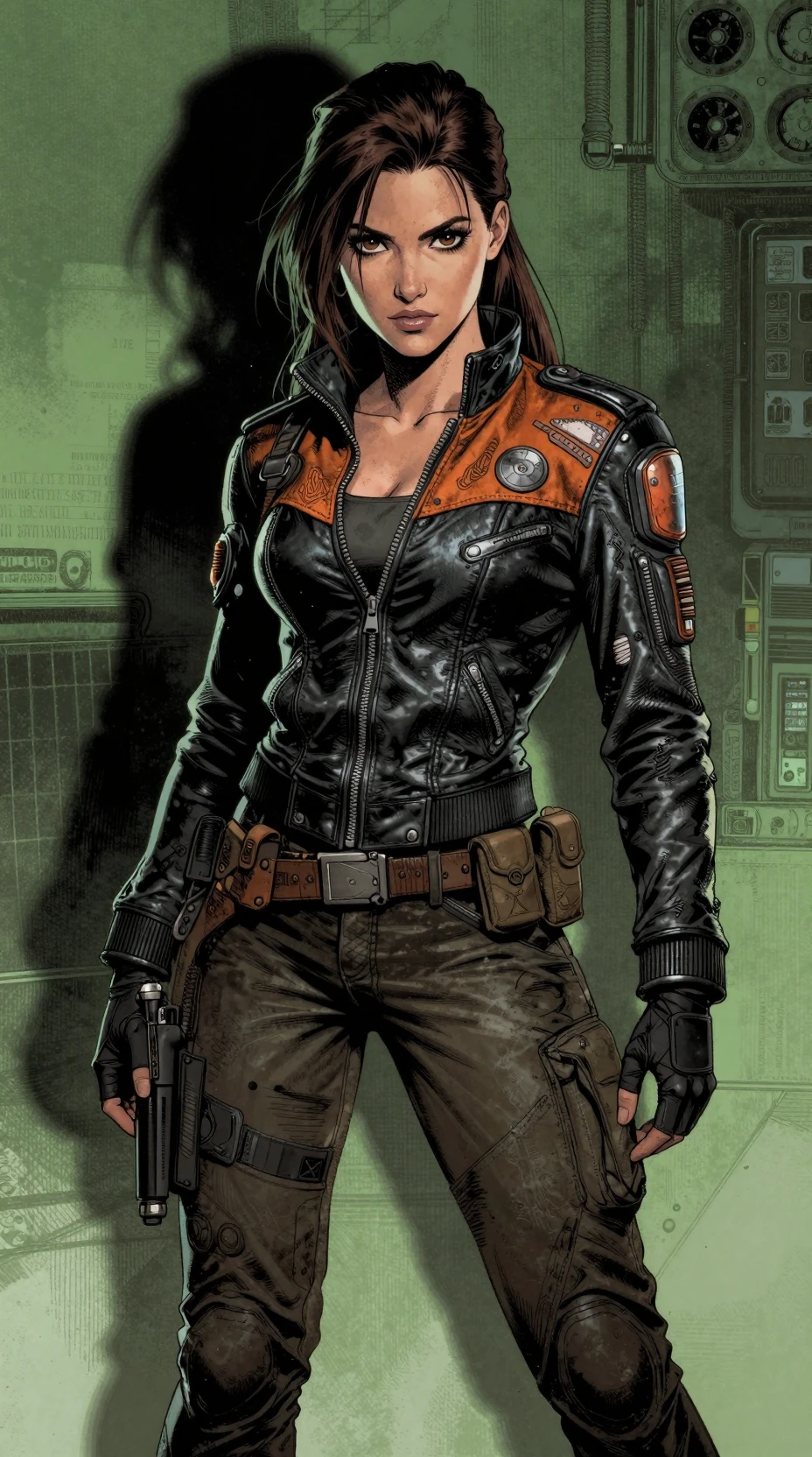 Space rogue girl in cinematic graphic novel style
