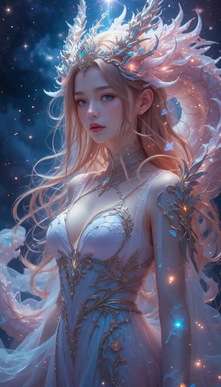 Anime dragon woman in a mystical fantasy universe