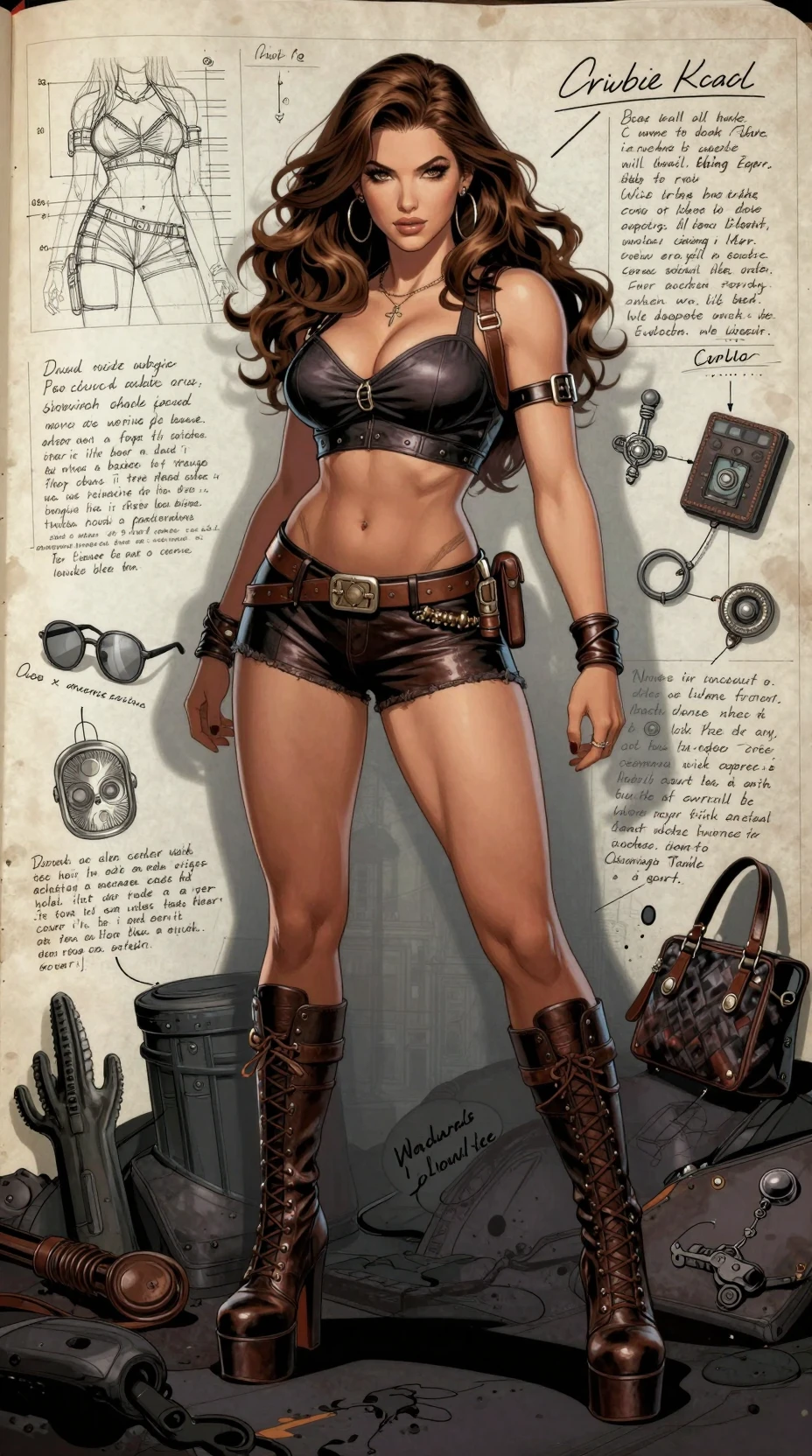 Curvaceous fantasy adventurer in leather outfit blueprint