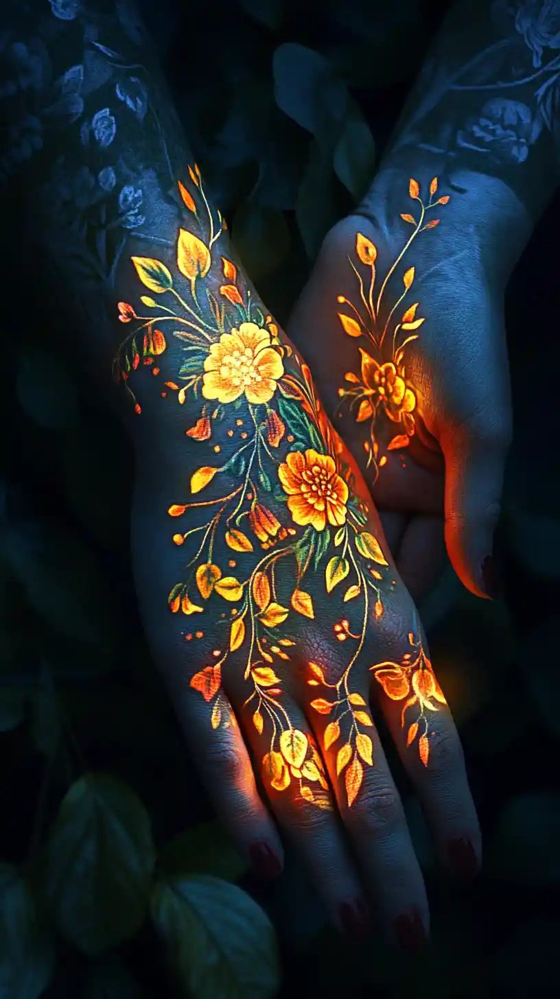 Sensual warmth suggested by hidden night blooming touch