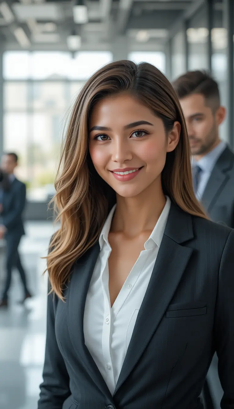 Portrait d’une femme d’affaires américaine confiante dans un bureau moderne