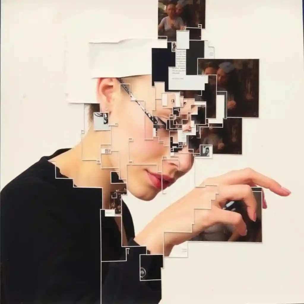 Digitale Collage aus smartphonegesteuerter Cut-up-Medienkunst