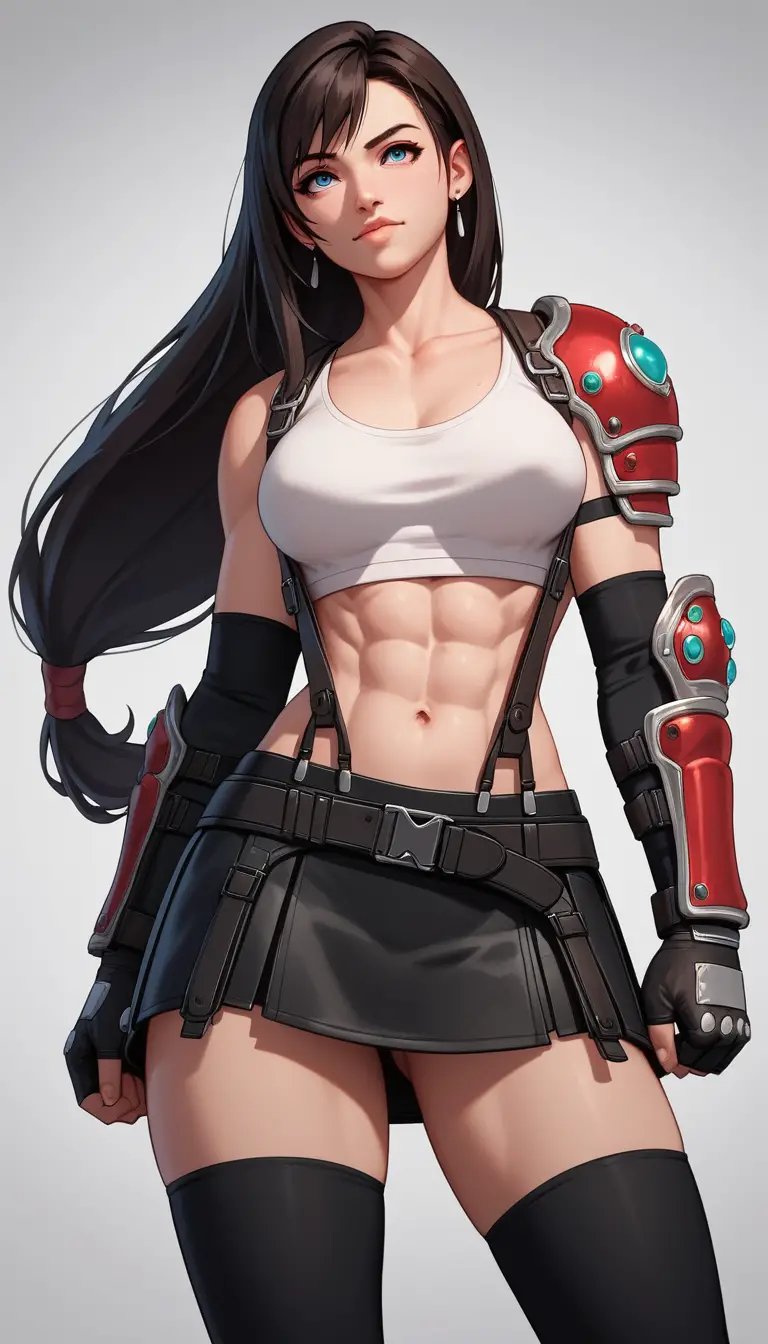 Anime warrior woman in sleek armored bodysuit with wild hair