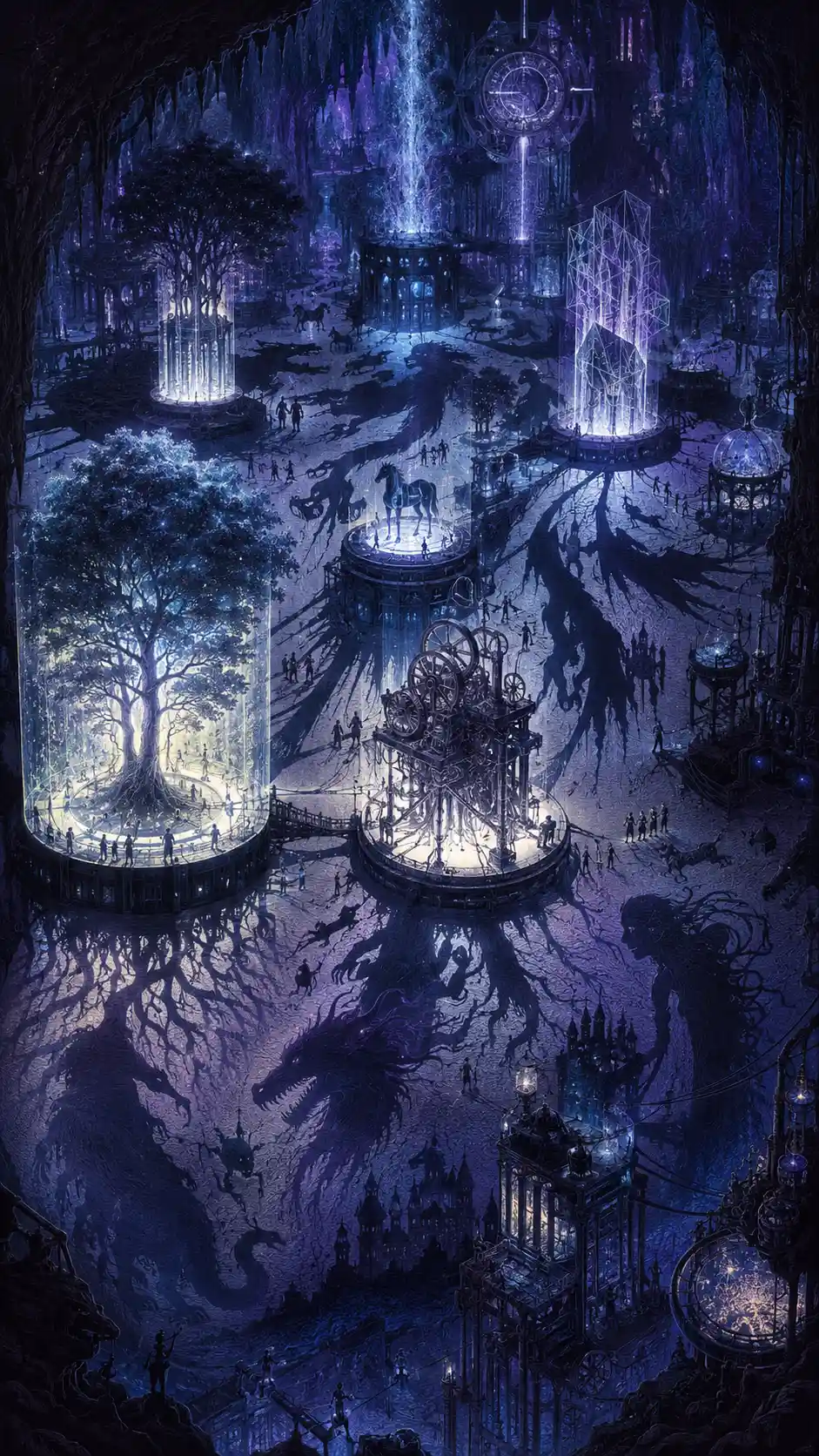 Vast Subterranean Chamber Of Luminous Shadow Machines