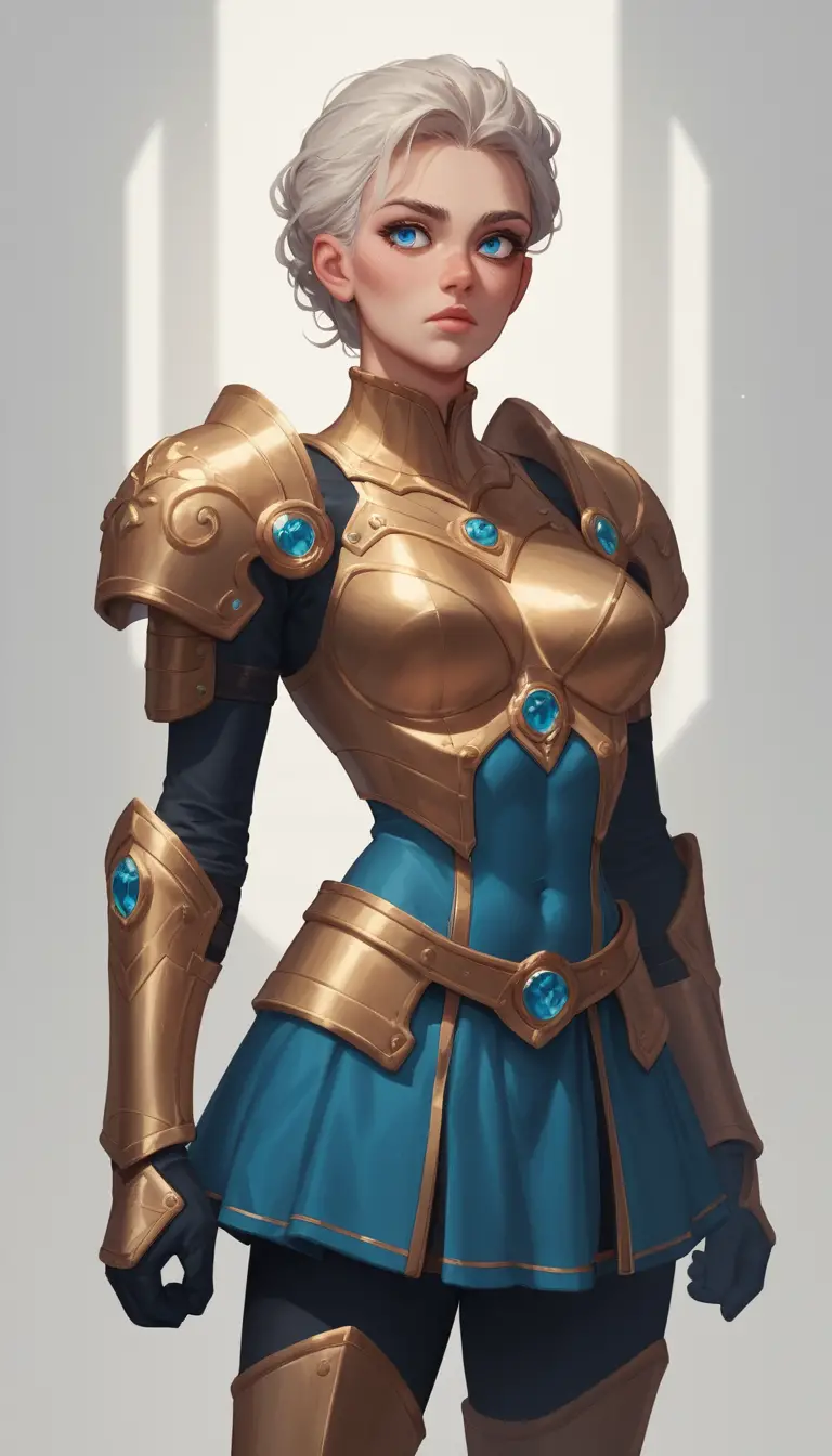Anime warrior heroine in sleek armored bodysuit pose