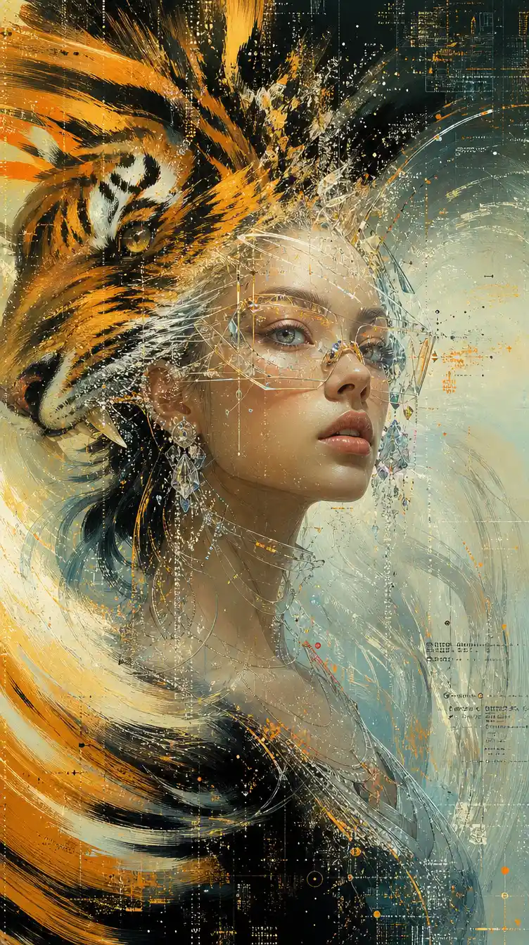 Tiger energy evolving into crystalline conscious form