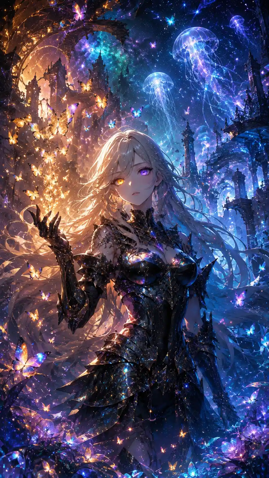 Mystical Anime Woman With Heterochromatic Cosmic Eyes
