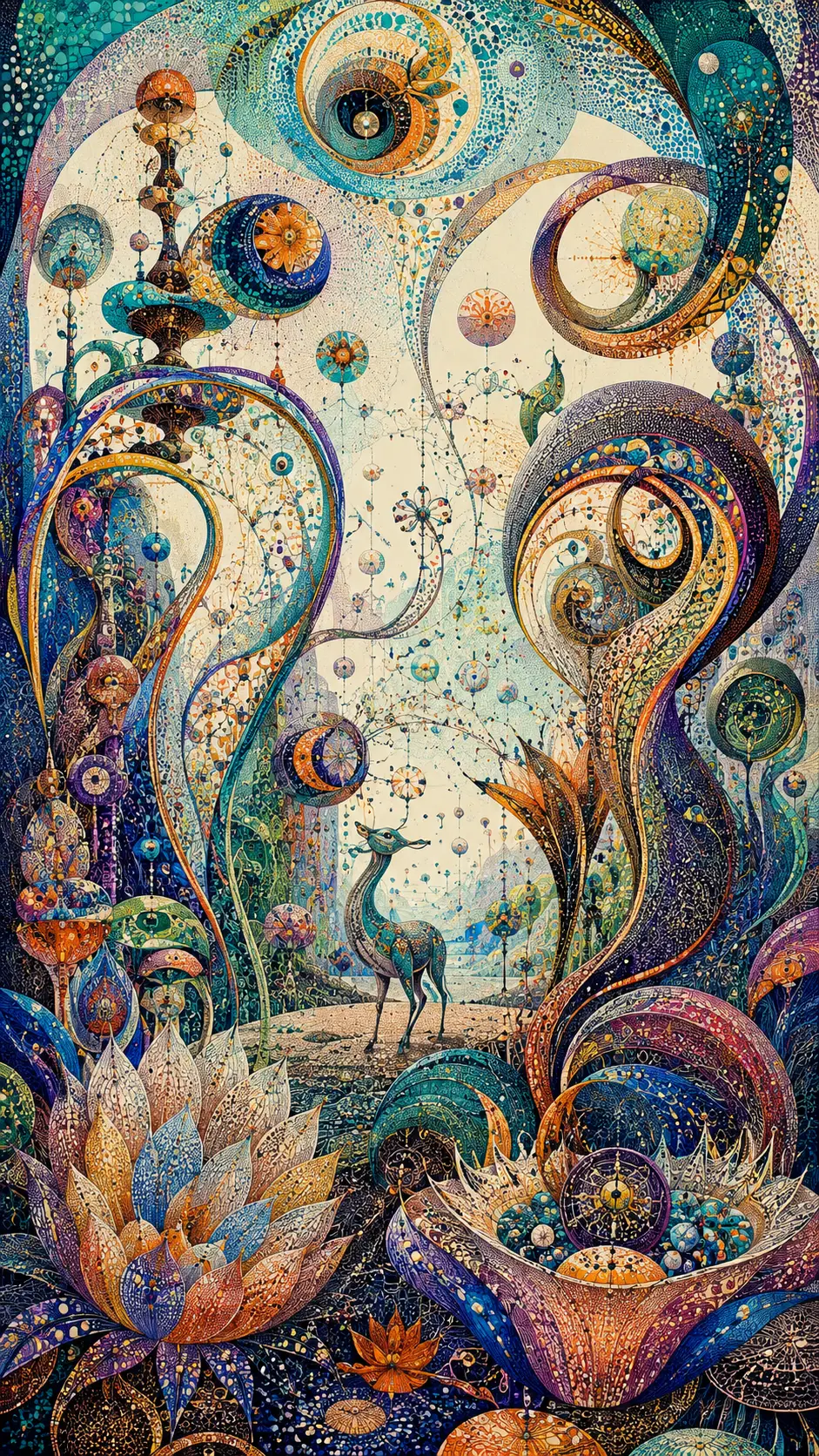 Jardin Fantastique de Formes Spiralées et de Petite Créature
