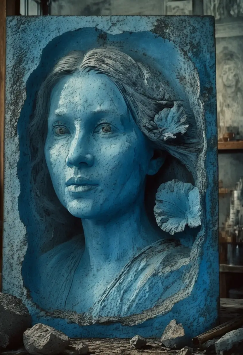 Sculpture surréaliste 3D du portrait d’une femme en studio