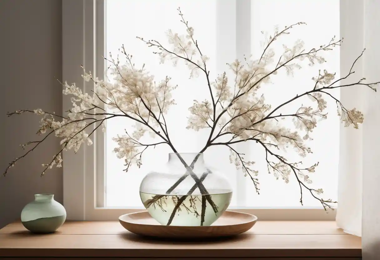 Serene Japandi Interior With Ceramics And Natural Branches