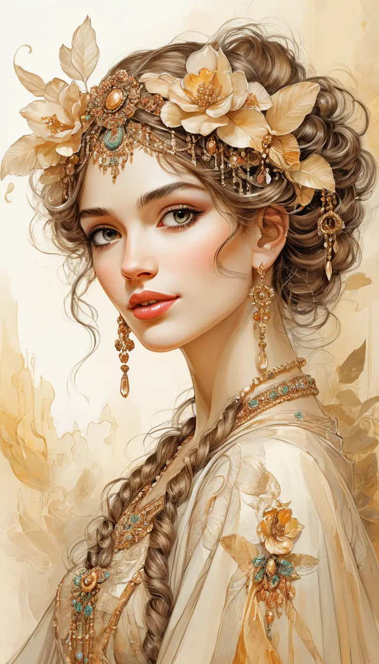 Ilustração abstrata e alegre de uma mulher jovem, corajosa e bonita