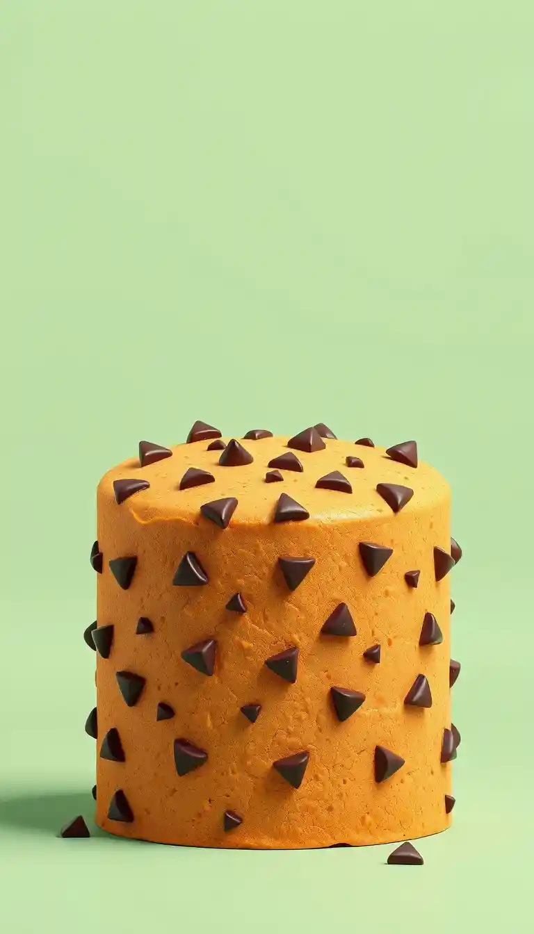 Galleta de chocolate 3D gigante flotando sobre fondo verde menta