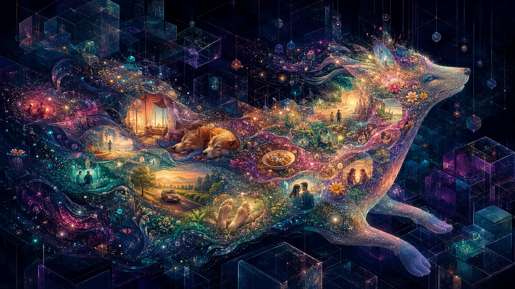 Surreal Luminous Creature Formed From Moments Of Quiet Joy