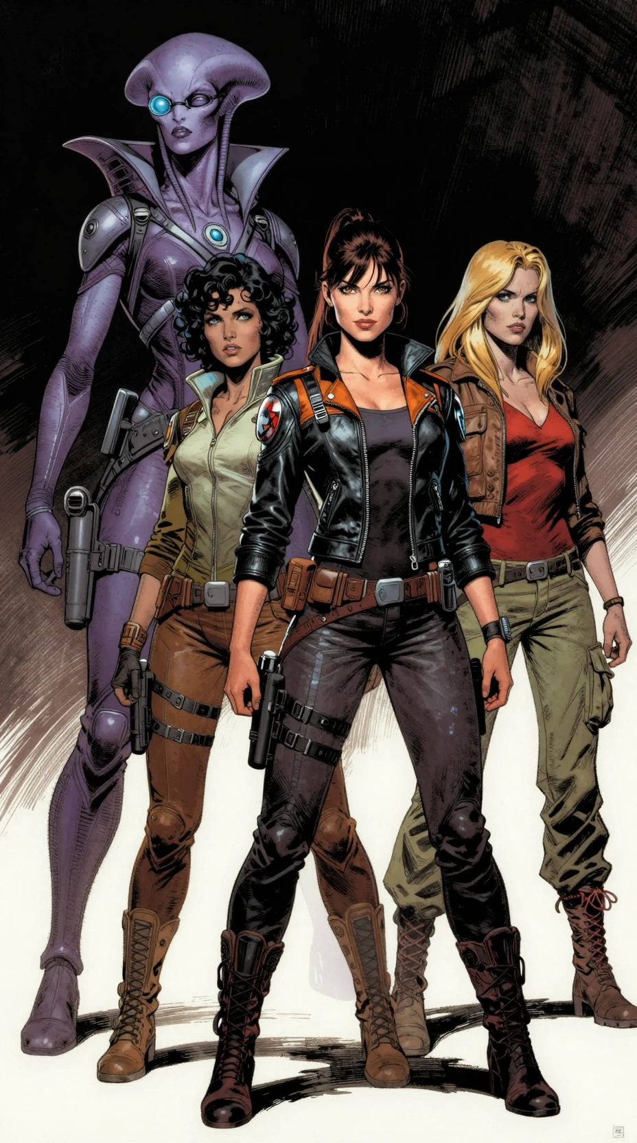 Cuatro heroínas de ciencia ficción en un audaz estilo de cómic