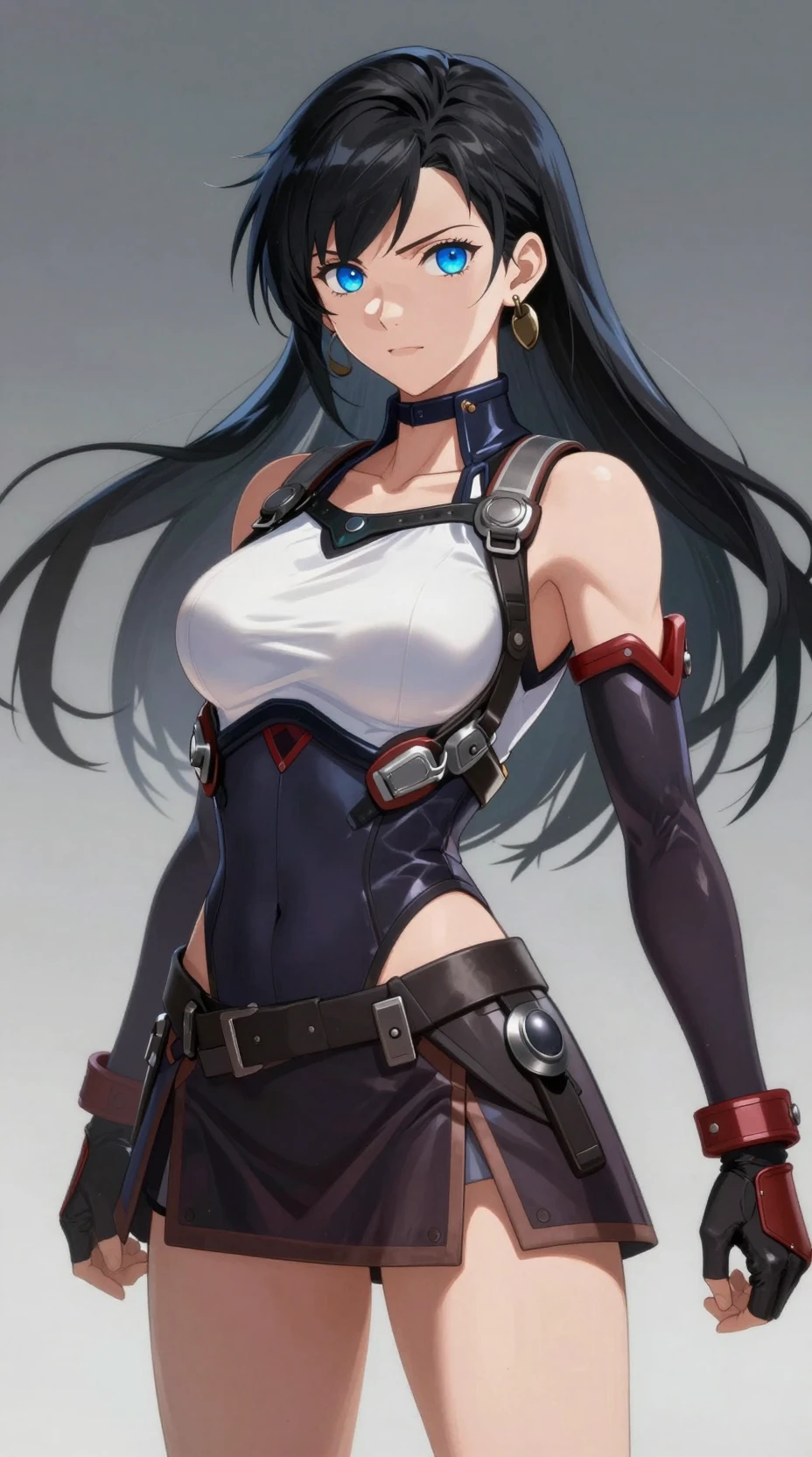 Heroína guerrera de anime con elegante traje blindado ceñido