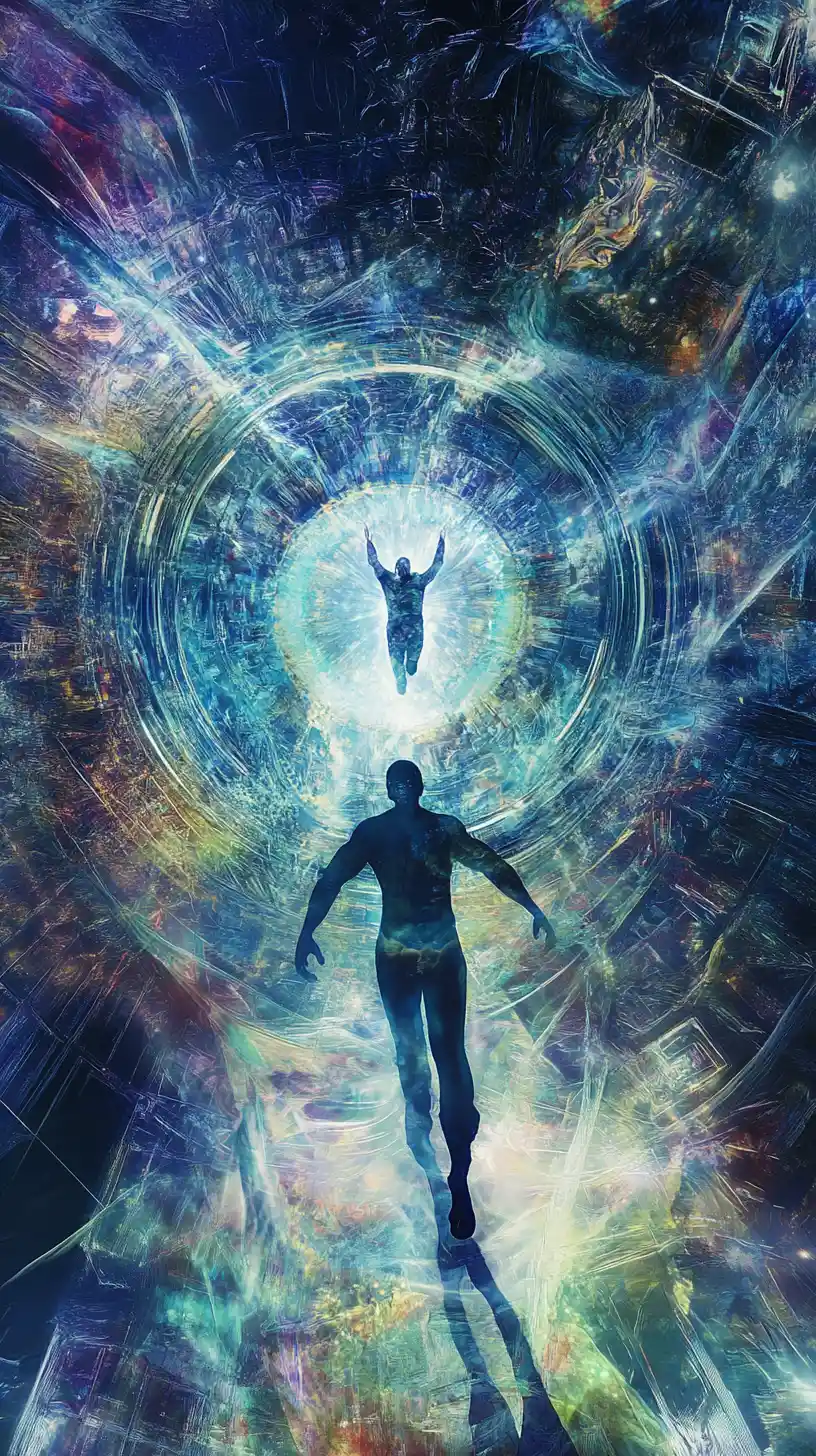 Abstract spiritual merkaba energy vision in darkness