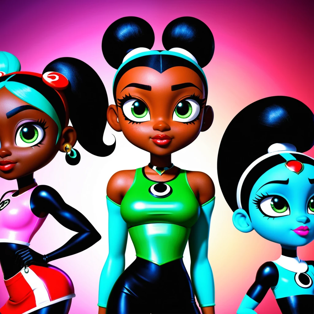 Animated Nubian girls inspired by classic cartoon heroes
