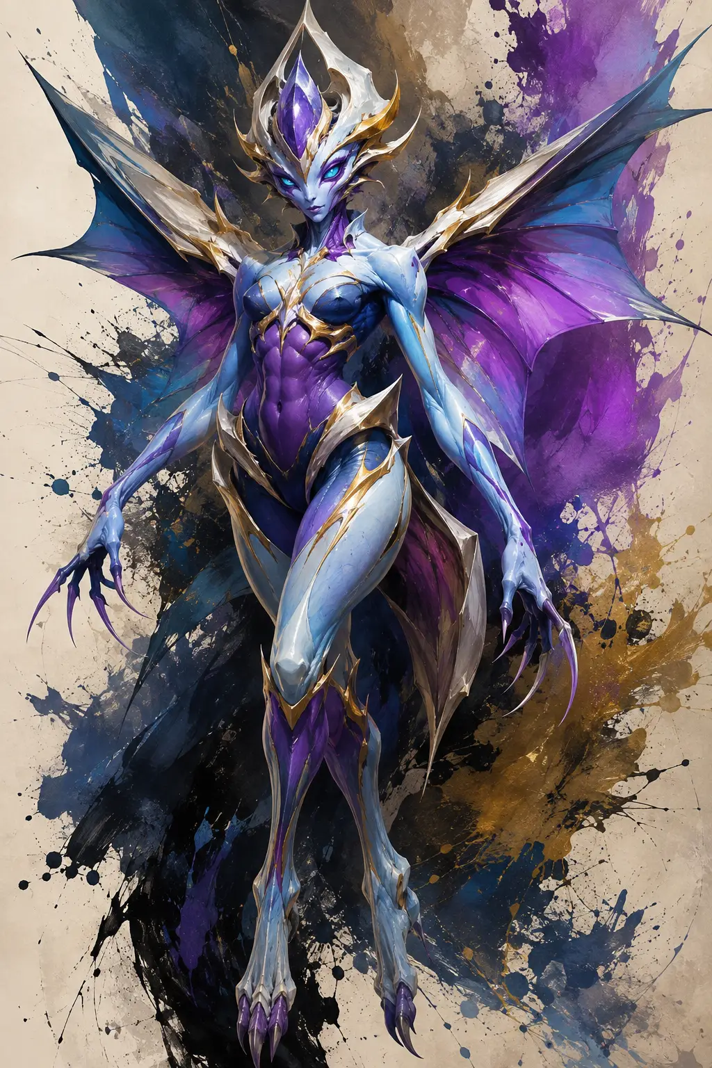 發光奇幻插畫中的風格化外星生物