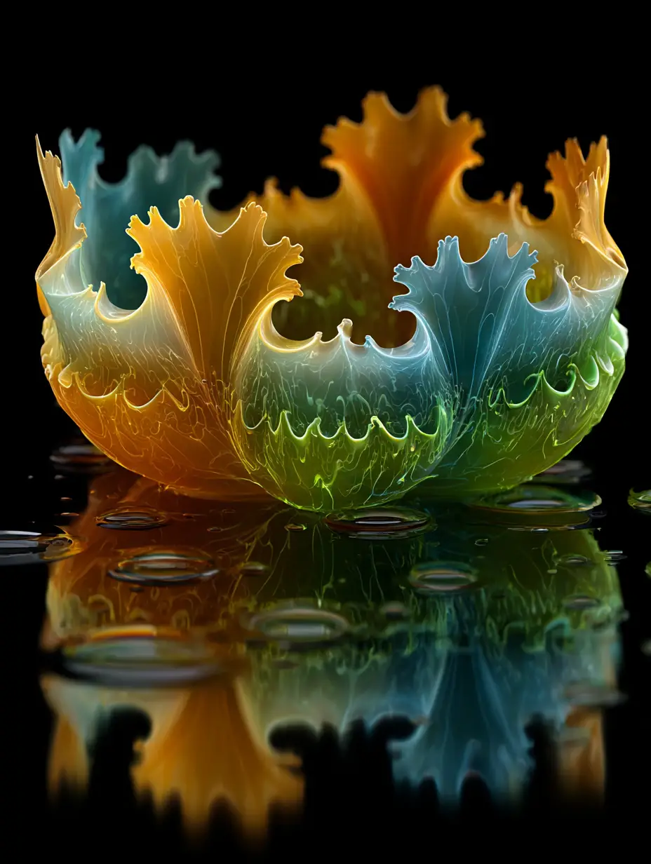 Alien ferrofluid lifeform with radiant fractal color rings