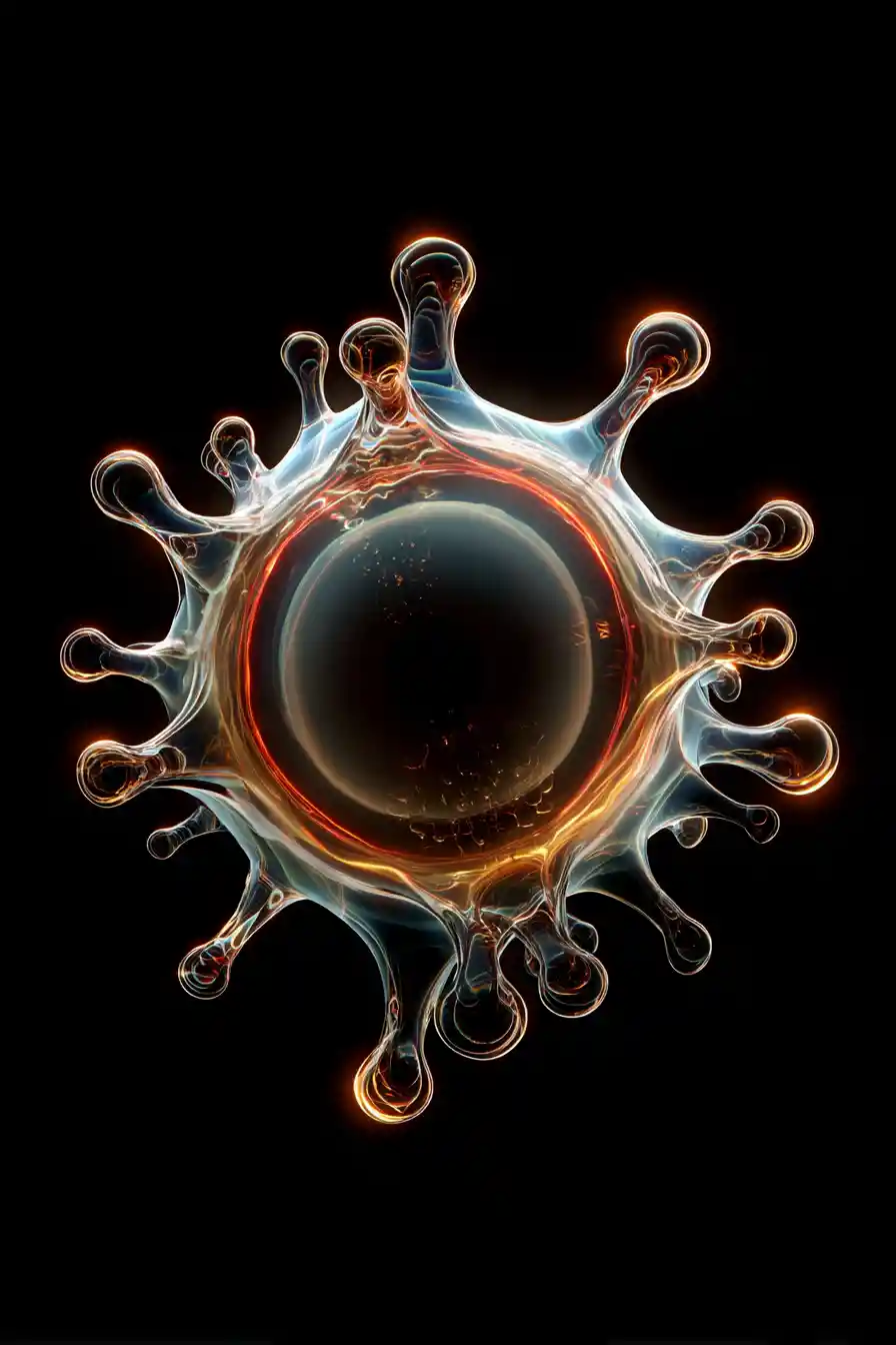 Iridescent Alien Ferrofluid Creature With Radiant Color Rings