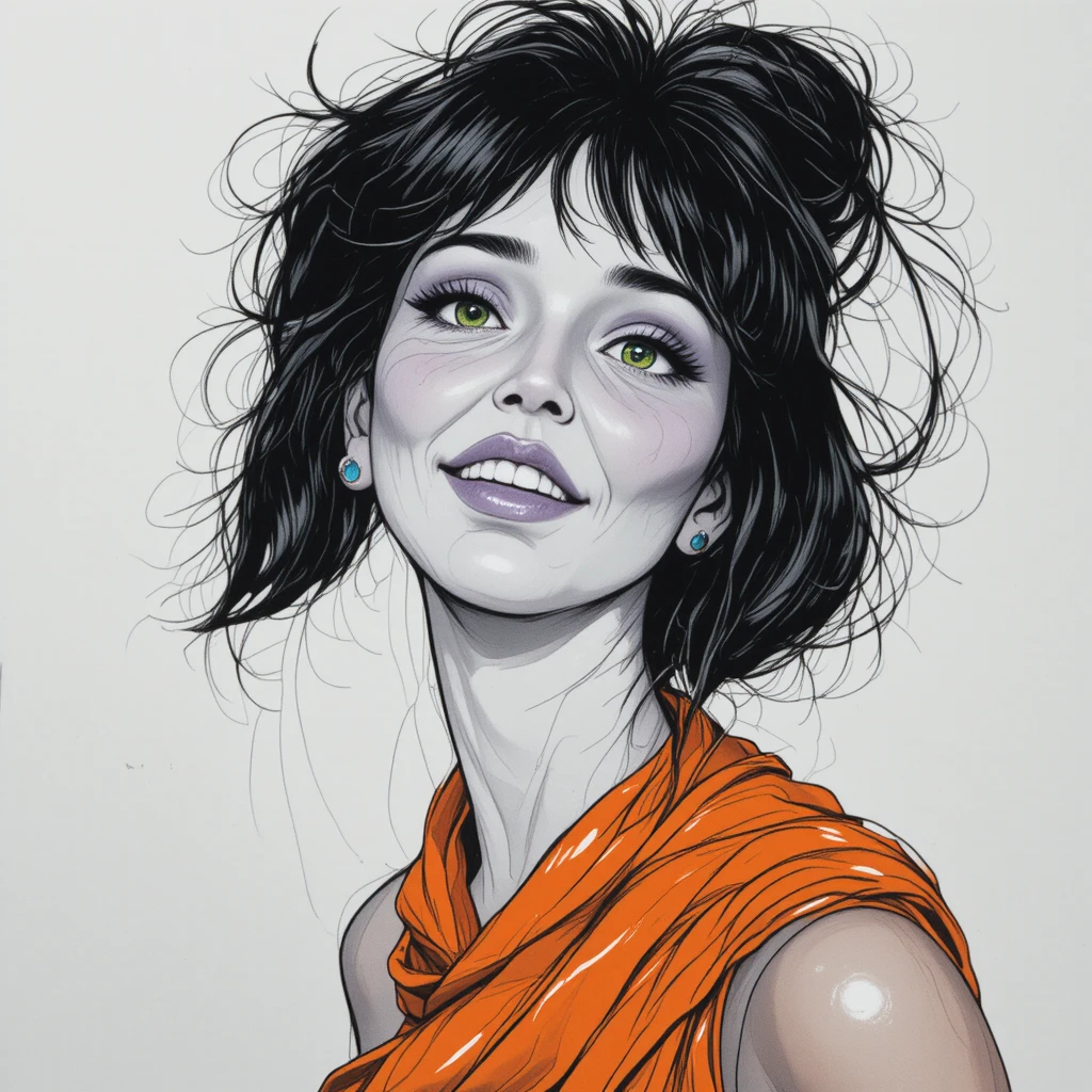 Monochrome fashion portrait of a confident woman with color accents