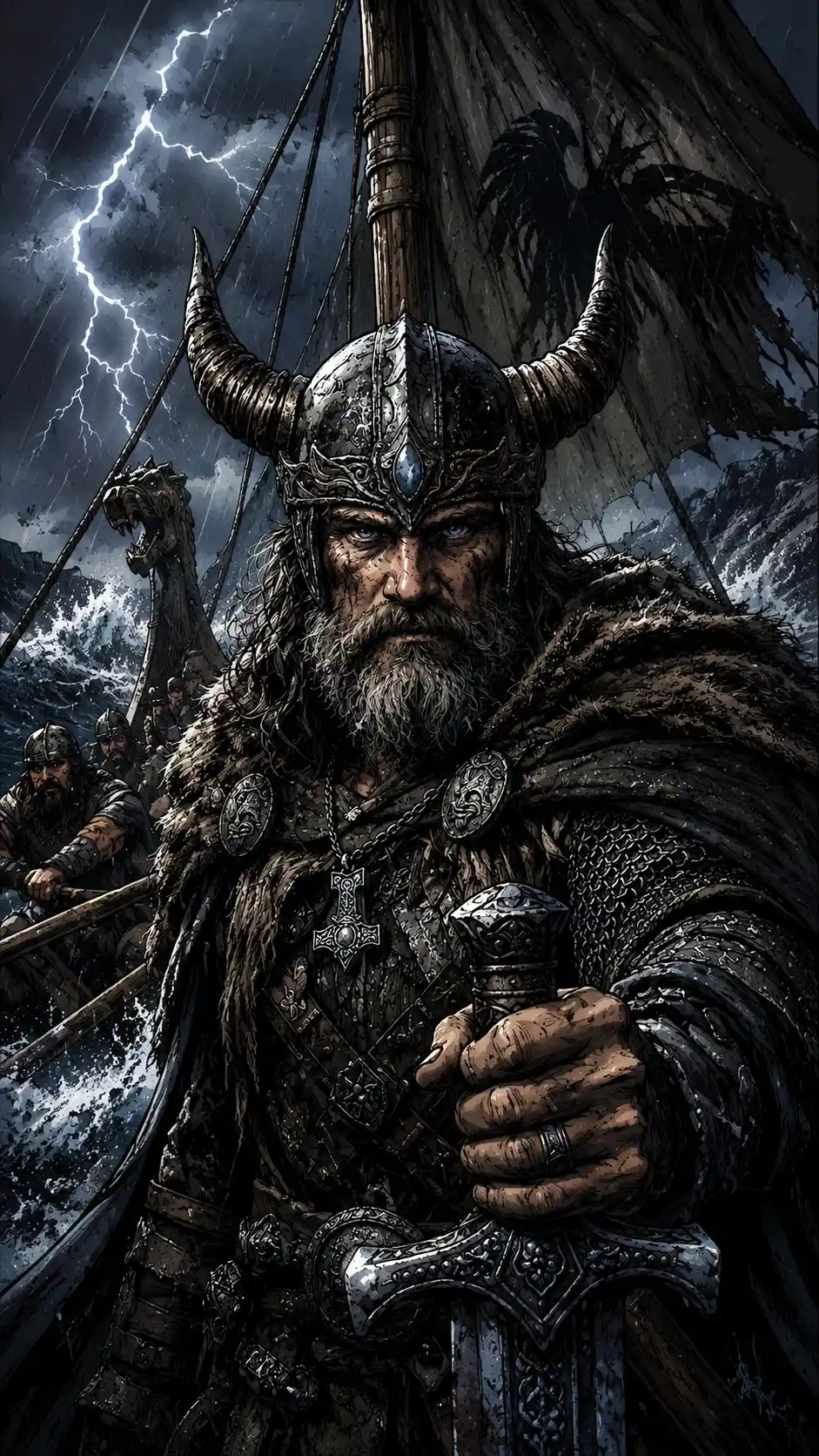 Dark fantasy illustration in bold graphic novel style