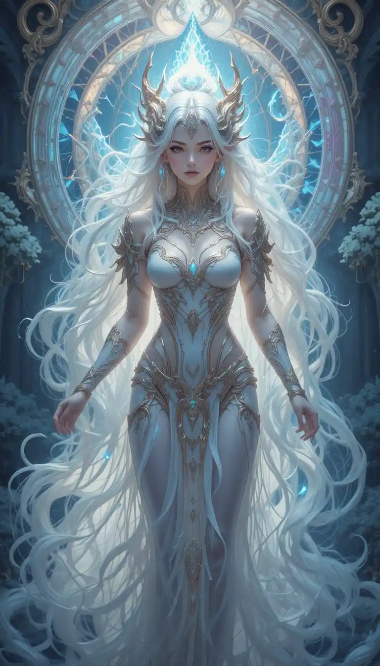 Giovane donna pandawa in stile anime in un mondo fantasy mistico