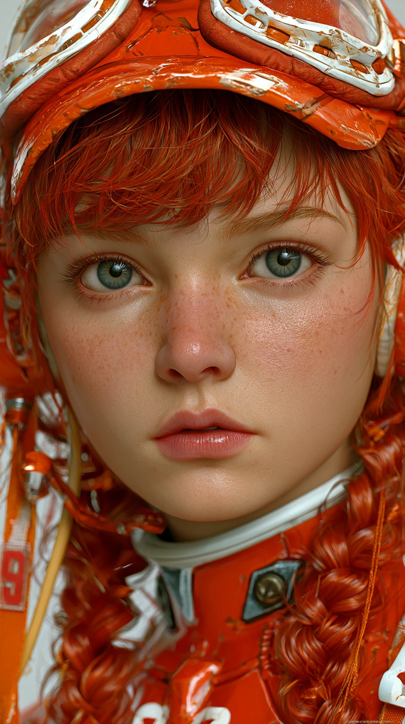 Ragazza anime iperrealistica in plugsuit futuristica