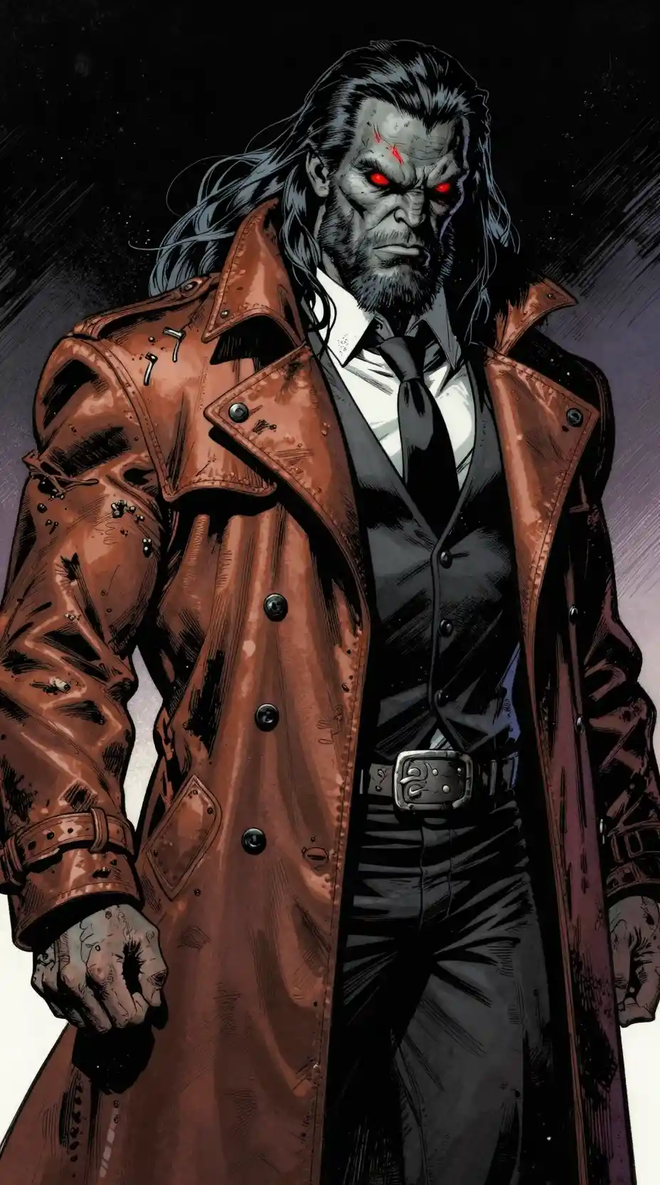 Towering orc gangster in a cinematic space opera scene