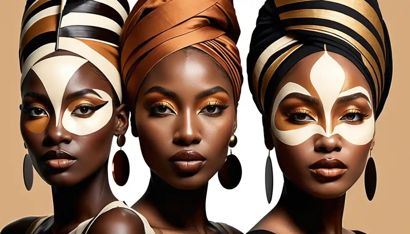 Surreal portrait of three sculptural Nubian women