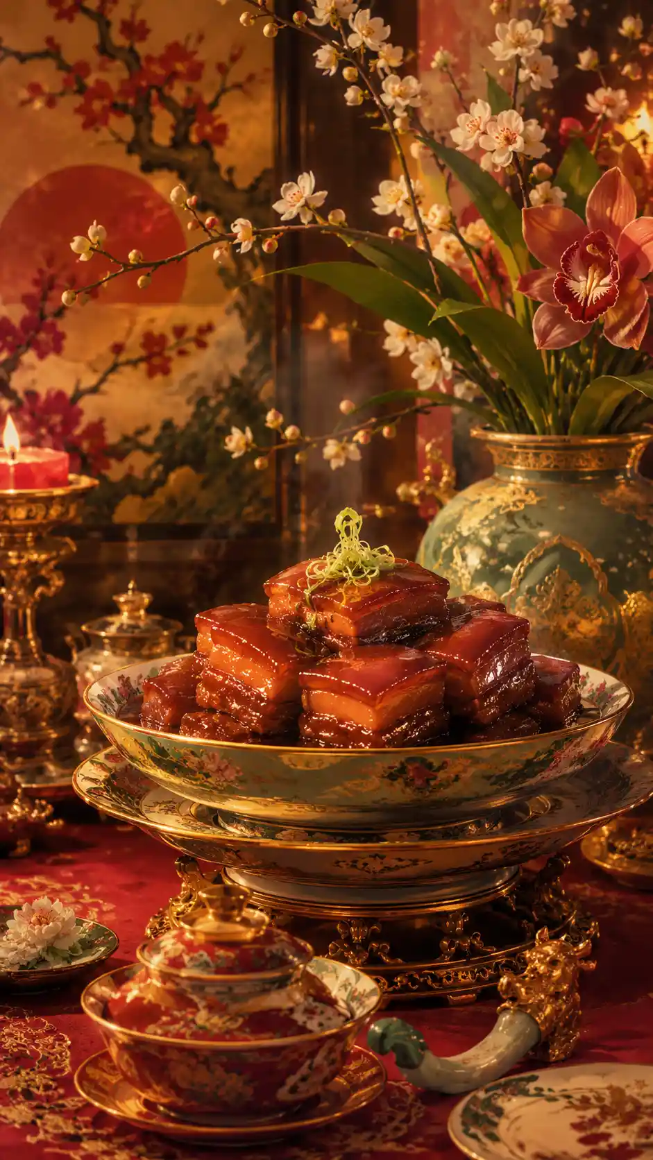 Dong-Po-Schweinebauch im kaiserlichen Stil in kunstvoller Porzellanschale