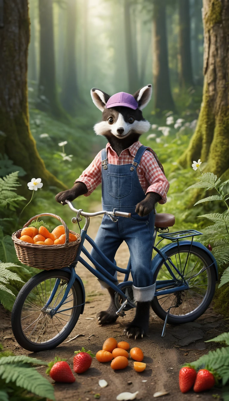 Animaux de la forêt anthropomorphes réunis près des fougères